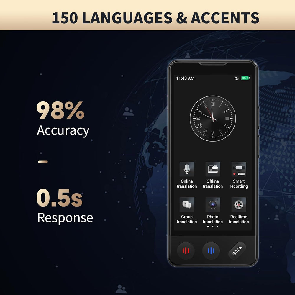 AI Language Translator Device, 2026 Upgraded VORMOR Translator No WiFi Needed, Support ChatGPT, Instant Two-Way 150 Languages Translation, Offline/Photo Translation for Business Travel