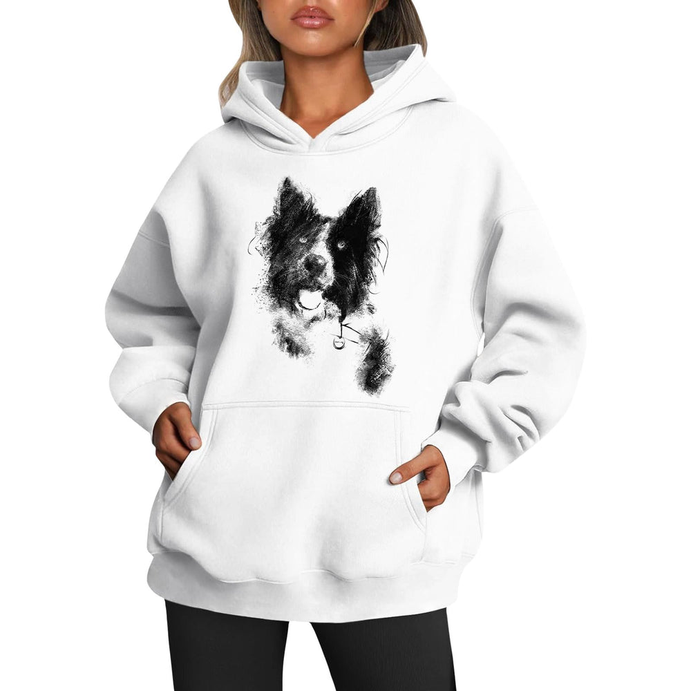 Womens 2025 Oversized Hoodie Graphic Pullover Sweatshirt Fall Winter Long Sleeve Warm Casual Top with Kangaroo Pocket