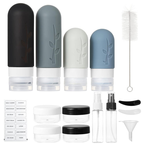 18pack Travel Bottles for Toiletries,TSA Approved Silicone Travel Containers for Toiletries,Leak Proof Refillable Liqus Shampoo And Conditioner travel Essentials toiletry Bottles - hover image