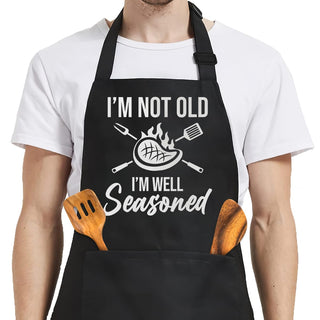 SANDJEST Funny Mens Aprons with Pockets for BBQ Grilling Cooking Grandpa Husband Apron for Birthday Christmas Father's Day