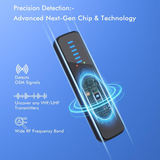 Upgraded Hidden Camera Detector - AI-Powered Anti-Spy Device, GPS Tracker & Bug Detector, Portable RF Signal Scanner for Hotels, Travel, Home & Office (Black) - hover image