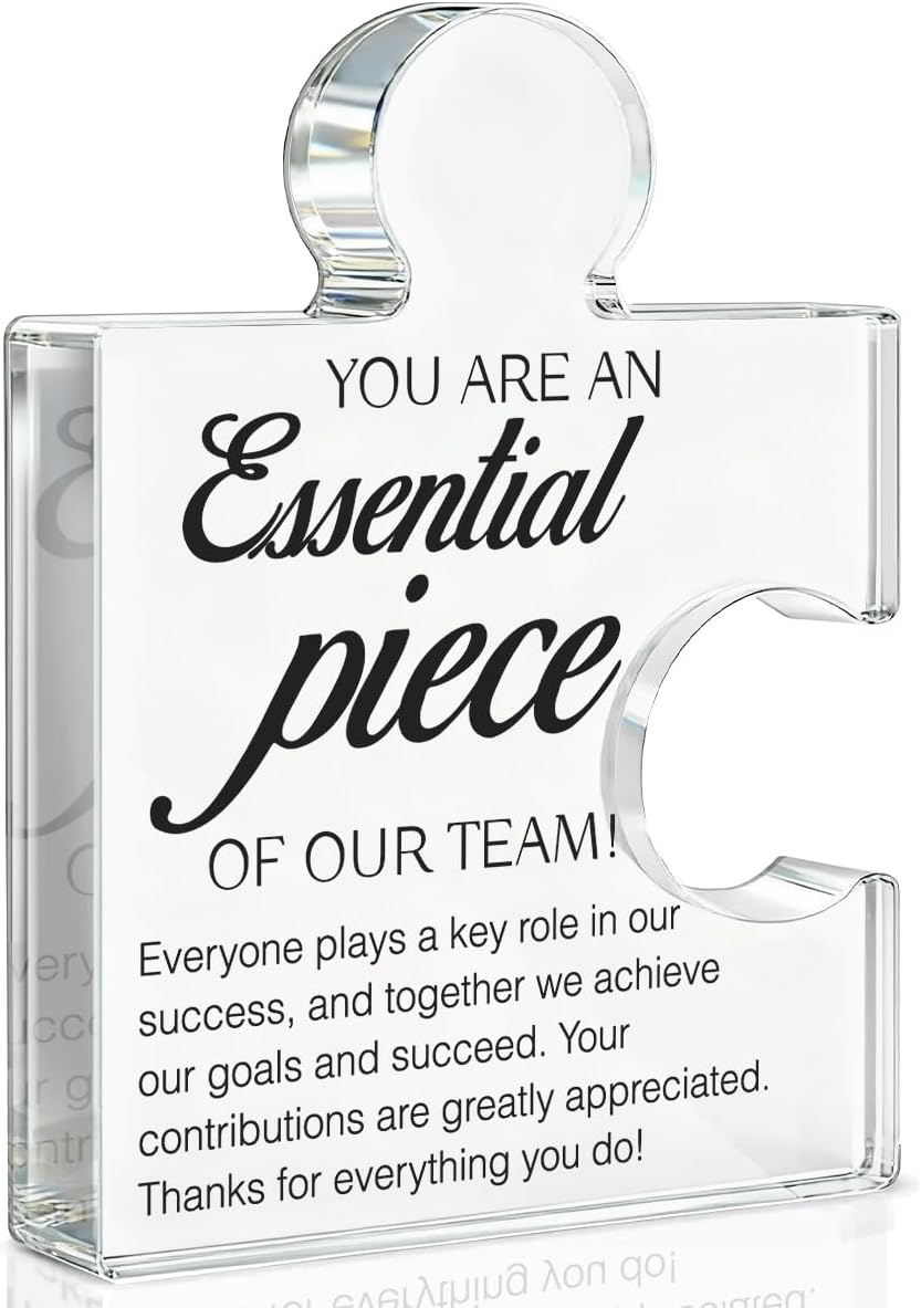 Team Appreciation Gifts Thank You Gift for Coworkers Colleagues Employees, Best Team Ever Gifts You Are an Essential Piece Acrylic Puzzle Piece Plaque Office Decor