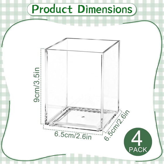 AZUREAL 4 Pack Clear Acrylic Pen Holder Cup, Clear Makeup Brush Holder, Thickened Acrylic Desktop Stationery Organizer for Office, School, and Home Storage - hover image