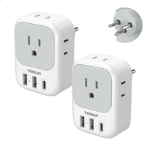 TESSAN 2 Pack European Travel Plug Adapter, Europe Power Converter 4 Outlets 3 USB(1 USB C PD 20W), Type C International Adaptor to Italy Spain France Portugal Iceland Germany, EU Travel Essentials
