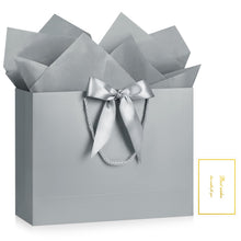 JMANNI Gift Bags with Handles, 13” Medium Gift Bag for Presents, 1 Pcs Bags with 2 Tissue Paper and 1 Cards for Graduation Baby Shower Wedding Fathers Day Mother's Day Birthday Party（champagne gold）