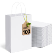 MESHA Brown Paper Bags 8x4.25x10.5 Inch 20Pcs, Paper Bags with Handles, Sturdy Brown Gift Bags for Retail, Birthday Party Favors, Shopping, Small Business (Made in USA)