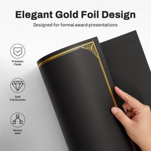 SUNEE 10 Packs Black Certificate Holders, 250gsm, for 8.5x11 Award Certificates, Certificate Covers with Gold Foil Border