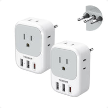 TESSAN 2 Pack European Travel Plug Adapter, Europe Power Converter 4 Outlets 3 USB(1 USB C PD 20W), Type C International Adaptor to Italy Spain France Portugal Iceland Germany, EU Travel Essentials