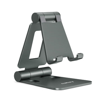 Nulaxy Dual Folding Cell Phone Stand, Fully Adjustable Foldable Desktop Phone Holder Cradle Dock Compatible with iPhone 17 16 15 14 13 12 11 Pro Xs Xs Max Xr X 8, Nintendo Switch, All Phones - Gold