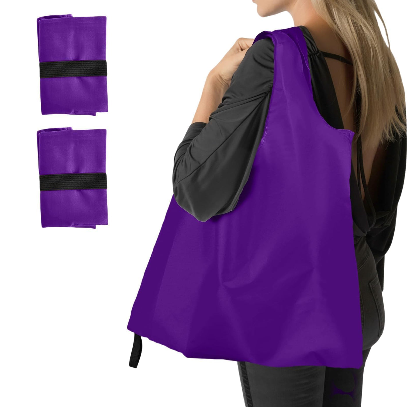 Washable Reusable Grocery Bags, Foldable Reusable Shopping Bags, Polyester Tote, Pocket Size Carrier