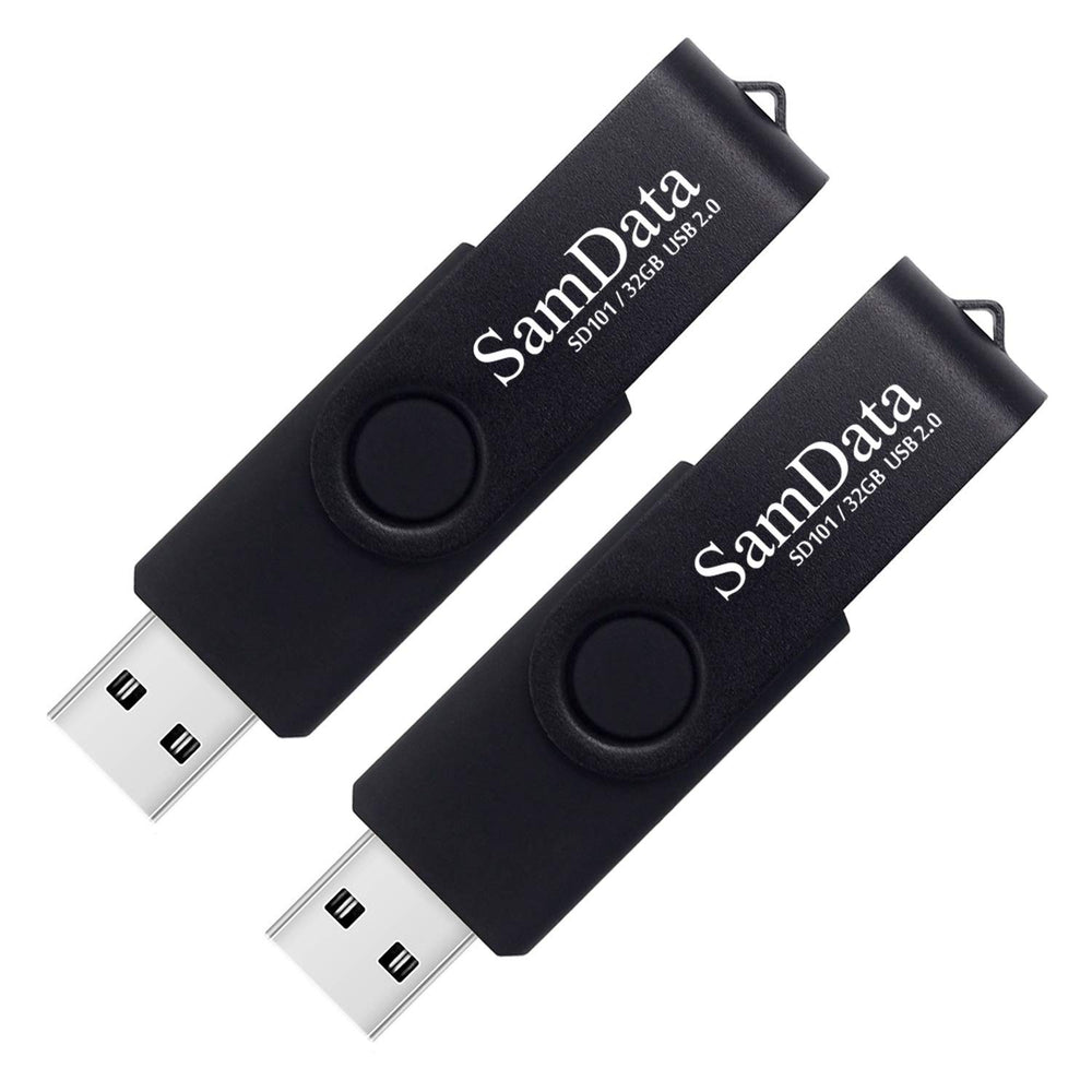 SamData 32GB USB Flash Drives 2 Pack 32GB Thumb Drives Memory Stick Jump Drive with LED Light for Storage and Backup (2 Colors: Black Blue)