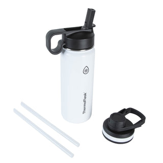 ThermoFlask 24 oz Double Wall Vacuum Insulated Stainless Steel Water Bottle - Reusable with Leakproof Chug & Straw Lids - Keeps Drinks Cold 24 hr/Hot 12 hr - Easy Maintenance - Gym/On-the-Go, Plum