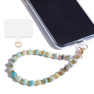 Marble Beaded Phone Wrist Strap,Detachable Phone Bracelet Strap with Tether Tab,Hands-Free Wristlet Strap (Rose Quartz)