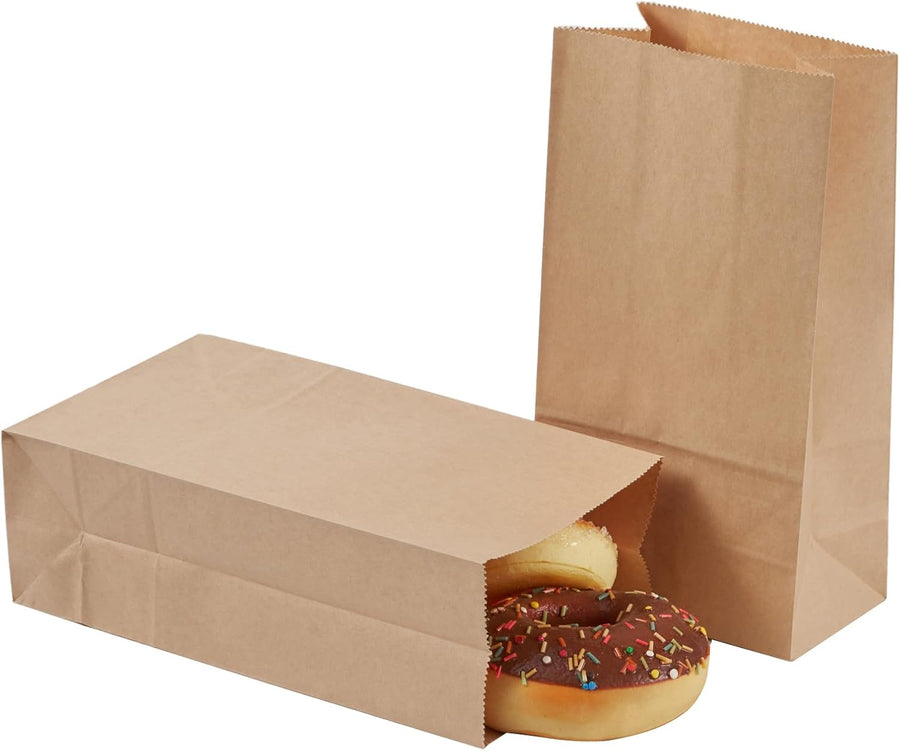 40 Count 4lb Brown Kraft Paper Lunch Bags Disposable Fold Top Bags