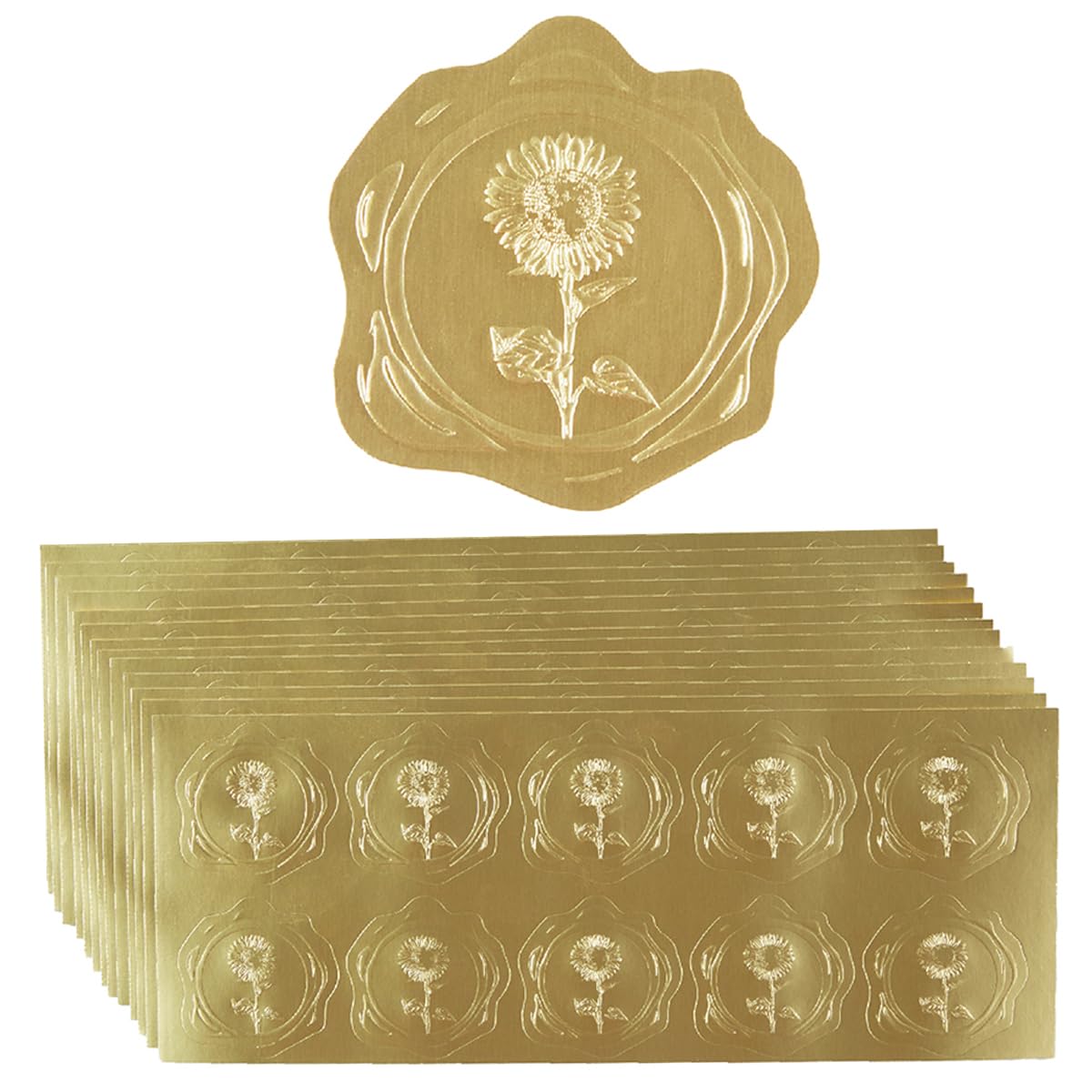 300 Pieces Embossed Gold Foil Stickers, Gold Heart-Love | For Envelopes, Wedding Invitations, Christmas Greeting Cards