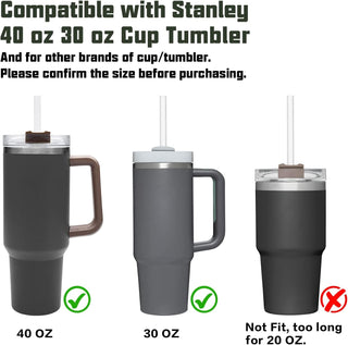 Replacement Straw Compatible with Stanley 40 oz 30 oz Cup Tumbler, 6 Pack Reusable Straw with Cleaning Brush, Plastic, Clear