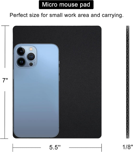 Small Mouse Pad 3 Pack, Mini Mouse Pads for Wireless Mouse and Laptop Computer, Portable Mousepad with Non-Slip Rubber Base & Waterproof Surface - Black -5.5 x 7 in - hover image