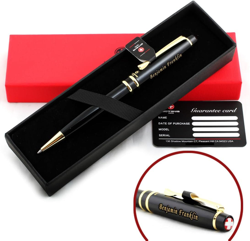 Swiss Engraved Rollerball Pen – Personalized Gift Pen for Men & Women, Refillable Brass Pen with Gift Box, Free Laser Engraving Included
