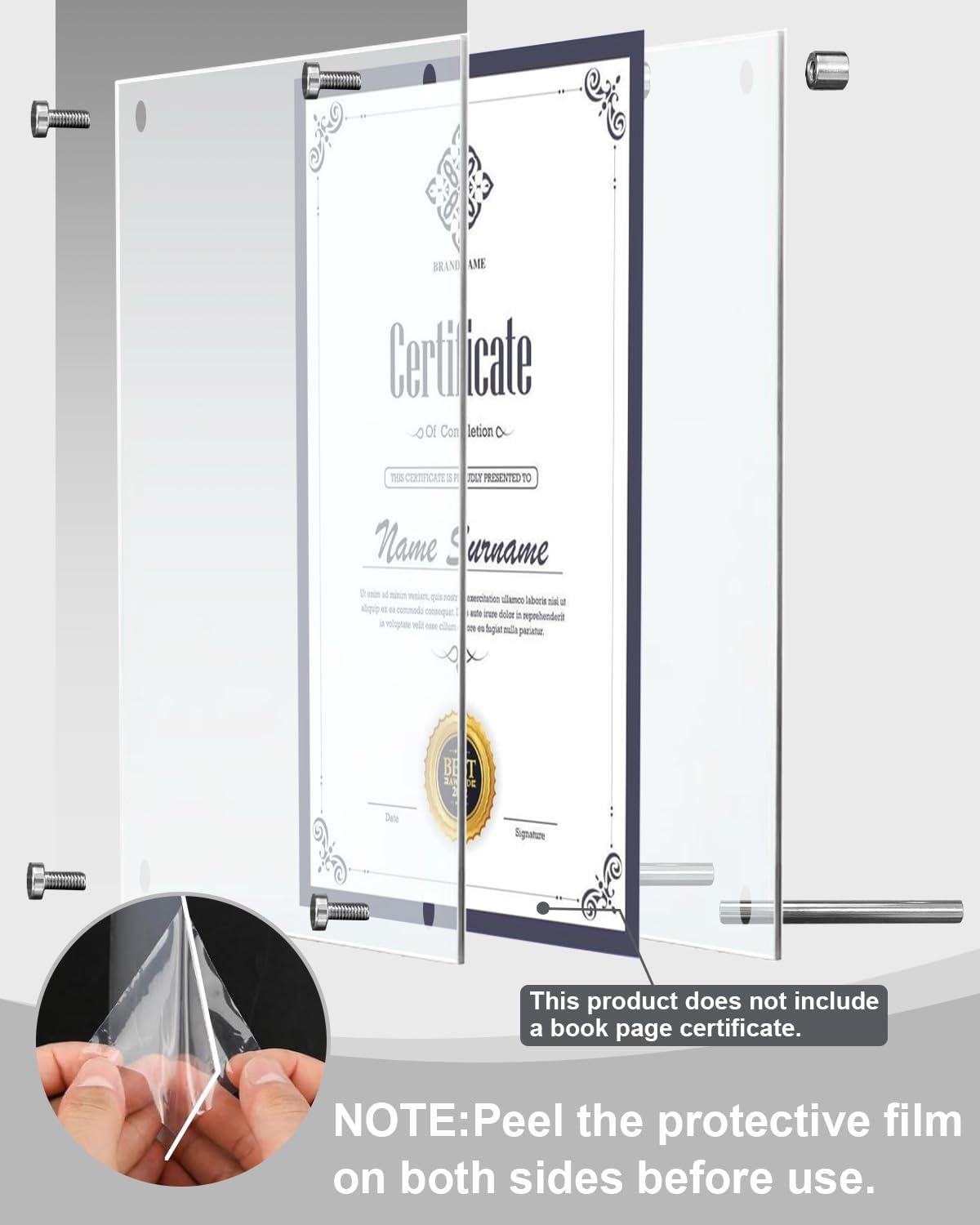 Award Plaques,13 x 9.5 in Acrylic Certificate Frame,Employee of The Month Plaque,Picture Plaques Holds A4 Size Paper,Placed Your Award,Diploma Certificate (Acrylic Plaque)
