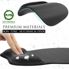 MROCO Ergonomic Mouse Pad with Gel Wrist Rest, 9.4 x 8.1 in, Black | Ergonomic Shape Design for Pain Relief, Cooling Feel Gel Cushioning for Wrist Comfort, Smooth Lycra Surface, Non-Slip PU Base