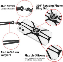 Kinizuxi 2 Pcs Cell Phone Lanyard Crossbody with Adjustable Neck Strap and Phone Ring Grip,Universal Smartphone Lanyard for iPhone Lanyards for Around the Neck Compatible with Most Smartphones