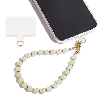 Marble Beaded Phone Wrist Strap,Detachable Phone Bracelet Strap with Tether Tab,Hands-Free Wristlet Strap (Rose Quartz)