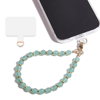 Marble Beaded Phone Wrist Strap,Detachable Phone Bracelet Strap with Tether Tab,Hands-Free Wristlet Strap (Rose Quartz)