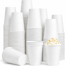 Paper Coffee Cups 12 oz, 100 Pack White Disposable Cups for Hot & Cold Beverages, Sturdy with Leak-Resistant Lining, Ideal for Home, Small Office, Party and Travel