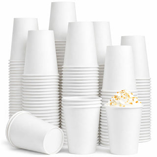 Paper Coffee Cups 12 oz, 100 Pack White Disposable Cups for Hot & Cold Beverages, Sturdy with Leak-Resistant Lining, Ideal for Home, Small Office, Party and Travel