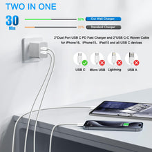 iPhone 17 16 15 Charger, 2Pack PD Dual USB C Charger Block Fast Charging Wall Charger Plug with 10FT Long USB C to C Charger Cord Woven Cable for Apple iPhone 17/16 Pro Max/16 Pro/16/15 ProMax/15/iPad