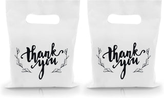 KEEPARTY 100 PCS Small Thank You Merchandise Bags Plastic Goodie Bags Party Favor Bags for Birthday Party Baby Shower Wedding Merchandise Gifts Trade Shows (Pink)
