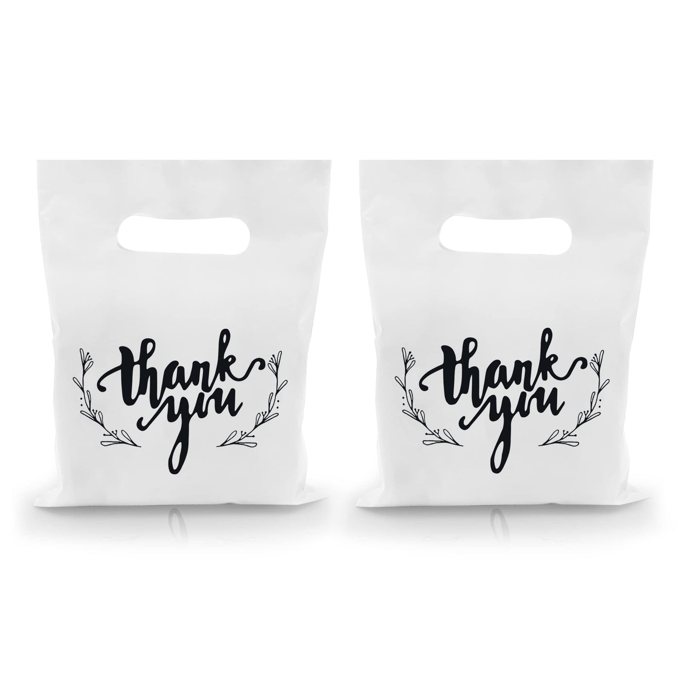 KEEPARTY 100 PCS Small Thank You Merchandise Bags Plastic Goodie Bags Party Favor Bags for Birthday Party Baby Shower Wedding Merchandise Gifts Trade Shows (Pink)
