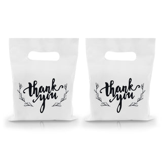 KEEPARTY 100 PCS Small Thank You Merchandise Bags Plastic Goodie Bags Party Favor Bags for Birthday Party Baby Shower Wedding Merchandise Gifts Trade Shows (Pink)