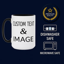 Customized 15oz Ceramic Coffee Mugs with Personalized Text and Photo Image Upload Novelty Gift, Personalize With Different Design And Images, Custom Gift (Black)