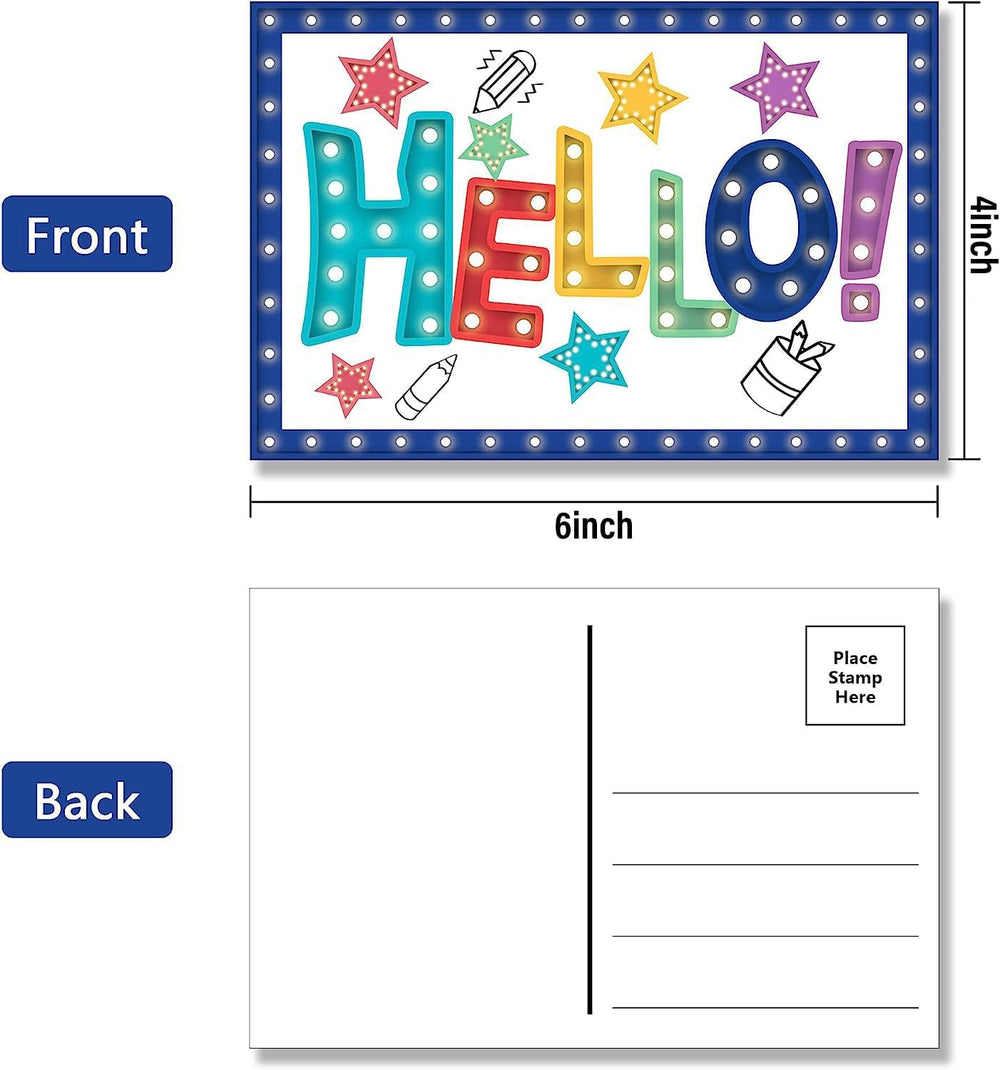 codree 32 Pieces Marquee Welcome Postcards, 4 x 6 Inch Welcome to Our Class Theme Postcard Welcomes Greeting Cards Encouragement Note Cards Teacher Postcards for Kids, 4 Designs