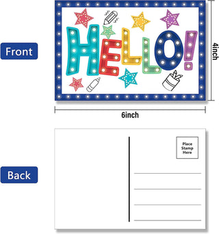 codree 32 Pieces Marquee Welcome Postcards, 4 x 6 Inch Welcome to Our Class Theme Postcard Welcomes Greeting Cards Encouragement Note Cards Teacher Postcards for Kids, 4 Designs