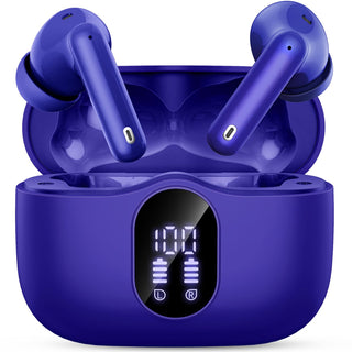Wireless Earbuds, Bluetooth 5.4 Headphones Bass Stereo, Ear Buds with Noise Cancelling Mic, LED Display in Ear Earphones Clear Calls, IP7 Waterproof Bluetooth Earbuds for Phones/Sports/Laptop, Black