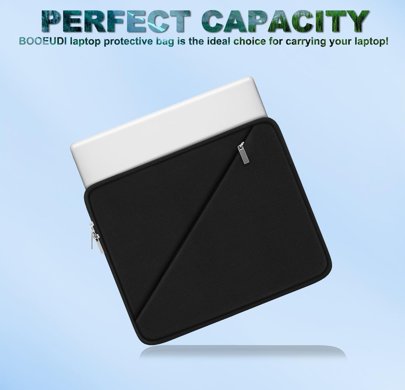 Laptop Sleeve Case 15.6 inch, Traveling Carrying Computer Sleeve Bag with Zippered Pocket, Shockproof Protective Laptop Cover Compatible for Apple Notebook, HP, Dell, Acer, Asus, Lenovo, Black