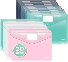 Sooez 10Pack Plastic Envelopes, Plastic File Folders, Clear Folders for Documents Trendy Colors, Super Heavyweight Document Holders, Storage Pouches, File Envelopes for School Office Supplies