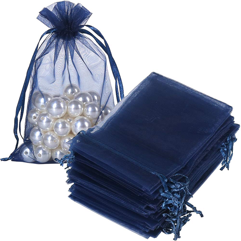 HRX Package 100pcs White Organza Bags, 4x6 inch Mesh Bags Drawstring Gift Bags Jewelry Pouches for Candy Wedding Favors Christmas