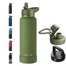 RUBYFLASK 32oz Insulated Water Bottle with Straw, Stainless Steel Metal Vacuum Water Flask, Large Thermal Water bottle with Leakproof 3 Lids for Travel, Camping, Gym Sports Indigo Black