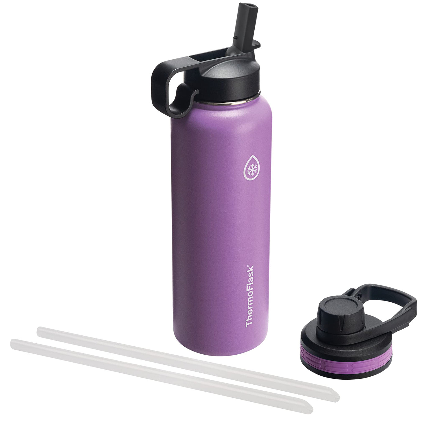 ThermoFlask 40 oz Double Wall Vacuum Insulated Stainless Steel Water Bottle - Reusable with Leakproof Chug & Straw Lids - Keeps Drinks Cold 24 hr/Hot 12 hr - Easy Maintenance - Gym/On-the-Go, Cobalt