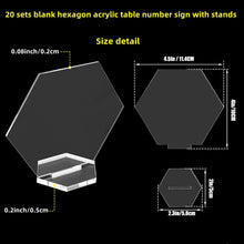 20 Sets 4.5" Hexagon Acrylic Sign Table With Stand Blanks Acrylic Table Numbers for Wedding Party and Food & Beverage Center Decor