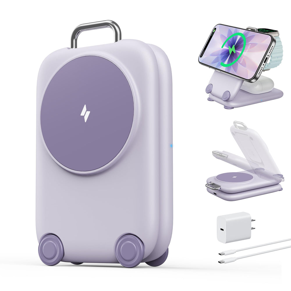 PaktVault 2026 Traveling Fast Wireless Charging Station for Apple Devices, Magnetic 3 in 1 MagSafe Charger Stand for iPhone 17 16 15 14 13 12 Pro Max Plus Air, Apple Watch&Air pods Pro-Gift for Her