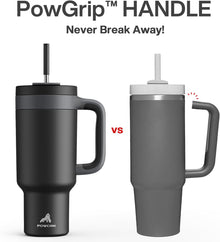 POWCAN 40 oz Tumbler with Handle, 2-in-1 Straw and Sip Lid, Leakproof, Dishwasher Safe, Insulated Stainless Steel Travel Coffee Mug, Keeps Cold for 34 Hours, Fits in Car Cup Holder (Midnight)