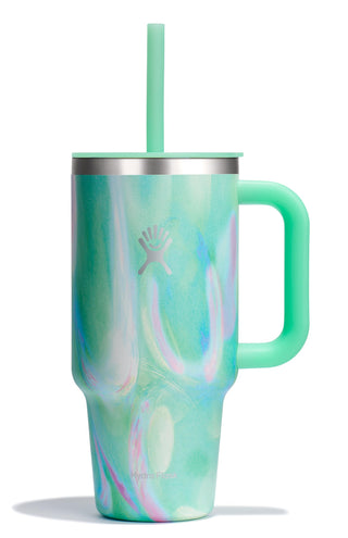 Hydro Flask Travel Tumbler with Handle, Lid and Straw - Insulated Stainless Steel in 32 Oz Trillium