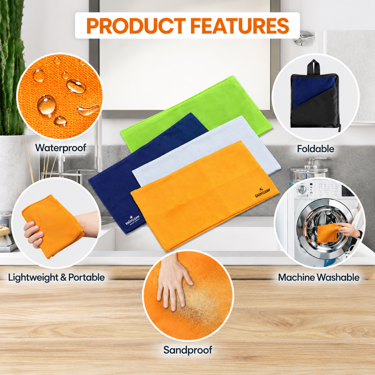 Quick-Dry Travel Towel with Zipper Pouch