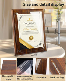 WOCOCN Trophy Award, Wood Plaque, Employee Appreciation Plaques, Decorative Signs & Plaques, Certificate Frames 14.88 x 11.22in, Slide in A4 Paper, Applicable to Appreciation,Recognition, Diploma, Thank You, Retirement, Anniversary (Wood Certificate Plaqu