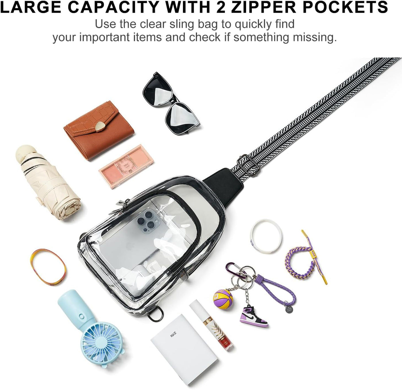 LATMAP Clear Bag for Stadium Events, Clear Purse for Women Stadium Crossbody Bag, Transparent Bag for Concerts Sports