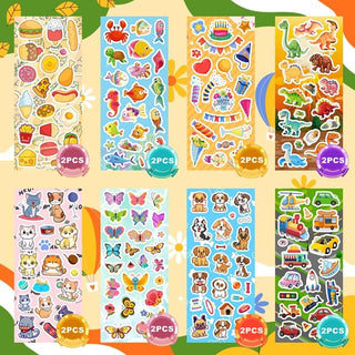 48 Sheets Stickers for Kids, Cute Stickers Variety Pack for Scrapbooking, Teachers Classroom Prizes, Goodie Bag Stuffers Including Animals, Cars, Dinosaurs, Fishes, Hearts, Stars and More